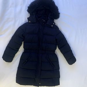 Jacadi Girls Size 8 Navy Blue Puffer Jacket
